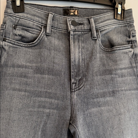 MOTHER The Rascal Sliced up Heel in Digging up Dirt 24 Flare Jeans Grey - Picture 7 of 14